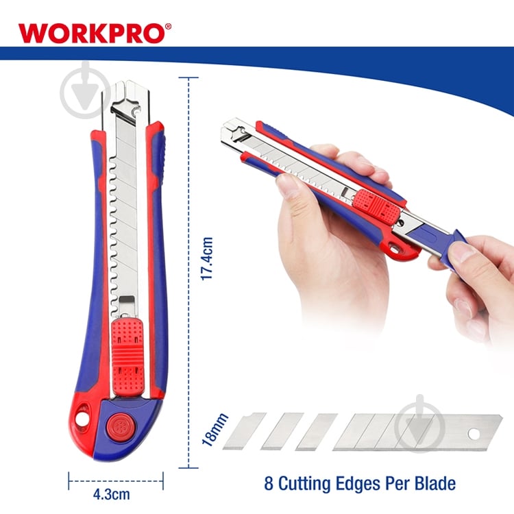 Нож сегментный WORKPRO PRO WP212011 - фото 4 Нож сегментный WORKPRO PRO WP212011 - фото 4
