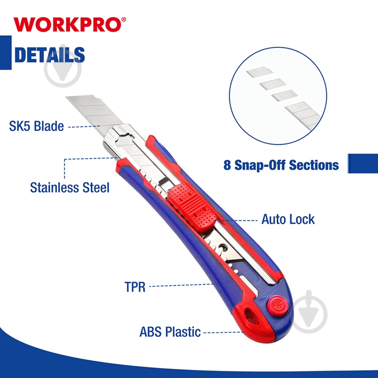 Нож сегментный WORKPRO PRO WP212011 - фото 5 Нож сегментный WORKPRO PRO WP212011 - фото 5