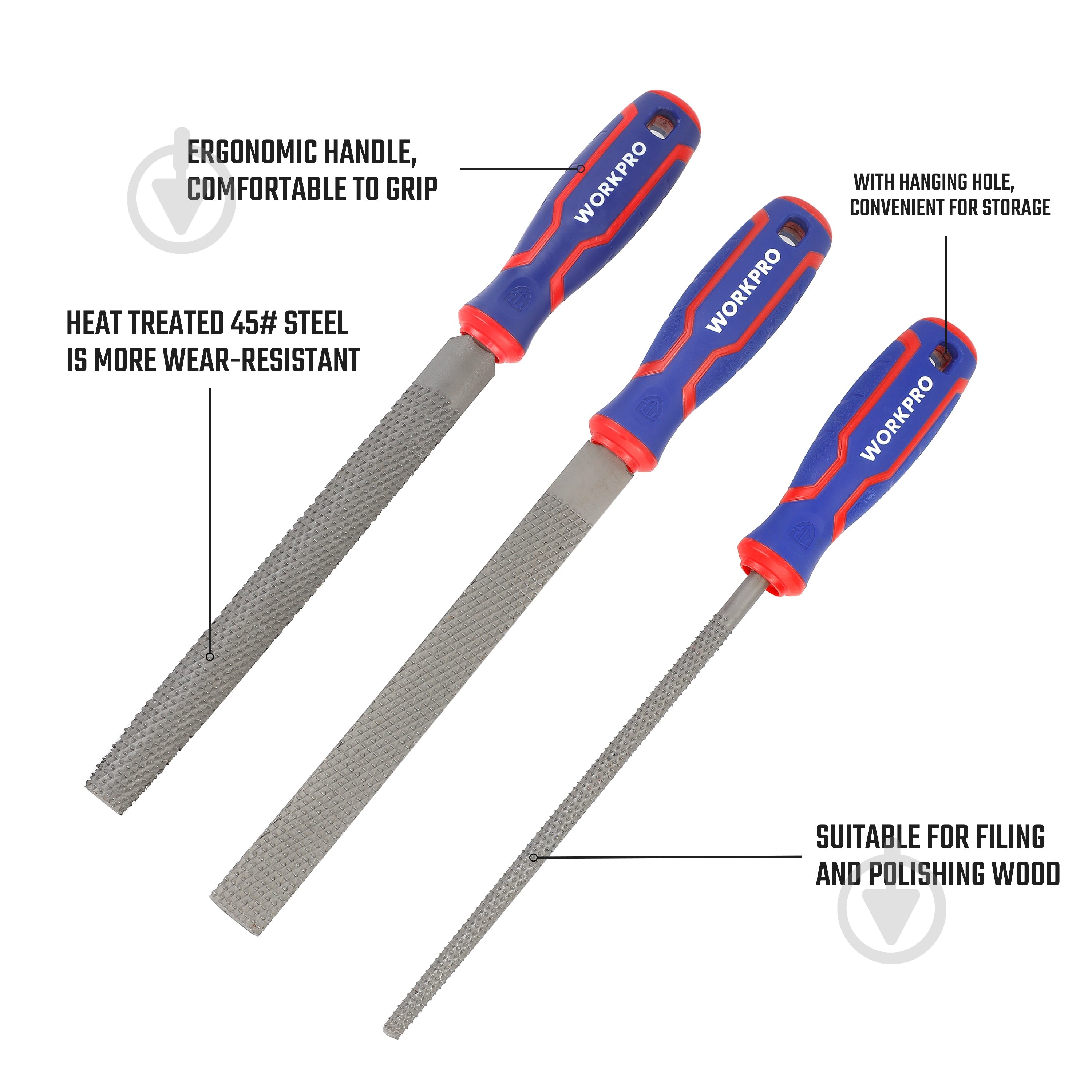Набор рашпилей WORKPRO 3 шт. WP201703 - фото 3