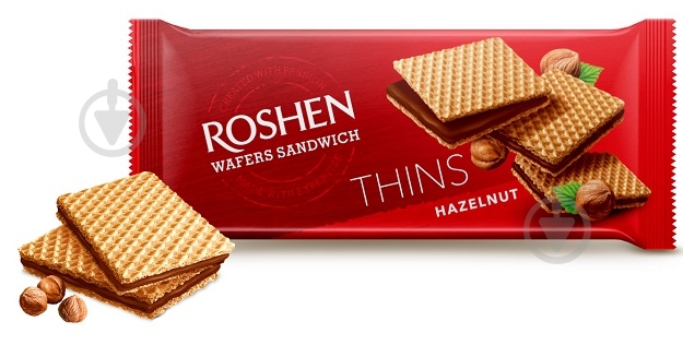 Вафли Roshen Wafers Sandwich Thins орех 55 г - фото 1