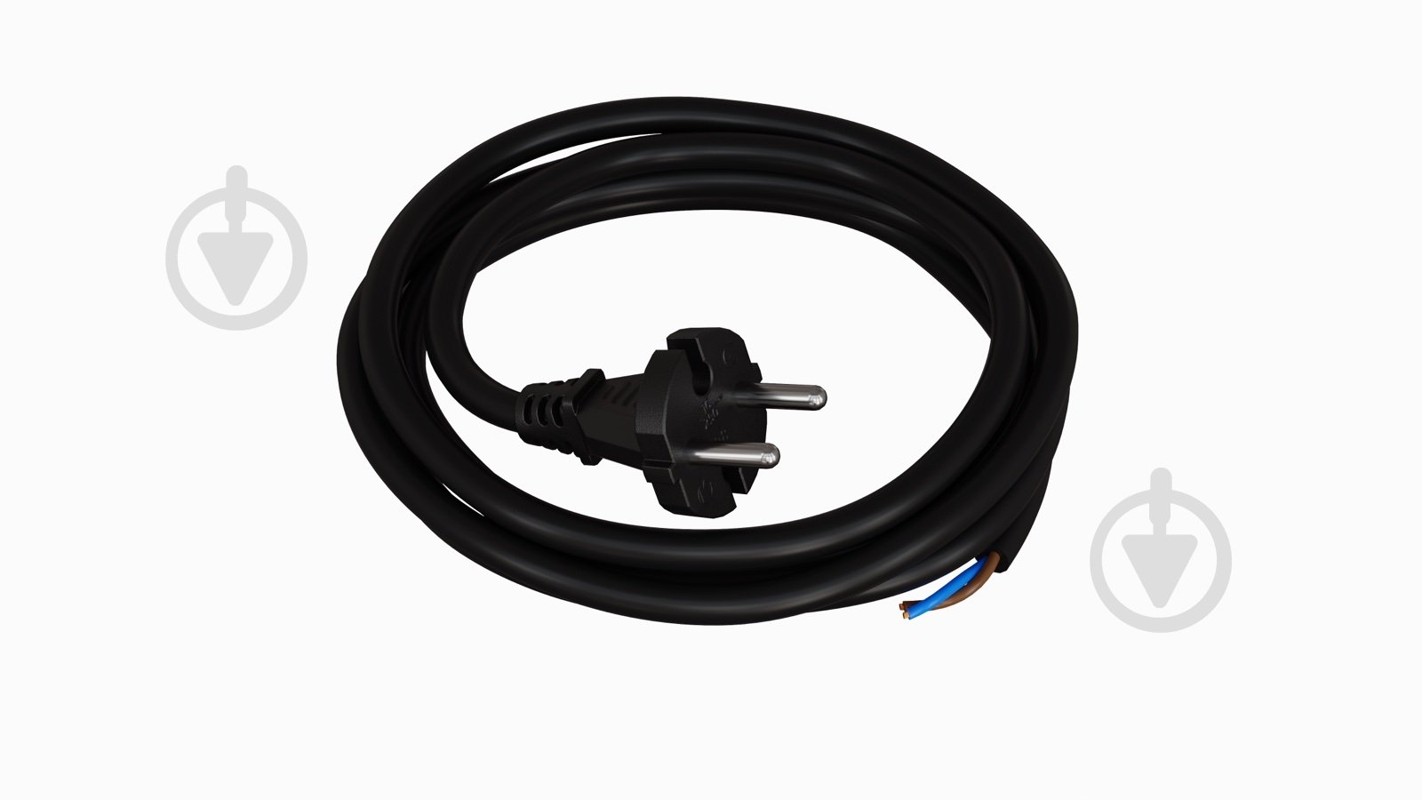Провід з вилкою Одескабель армований ПВС-ВП-2х0,75-250-08-10-2,7 без заземлення 220В 10А ПВХ чорний - фото 1