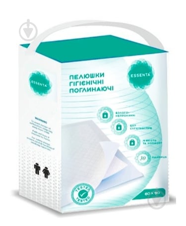 Пелюшки одноразові Essenta+ 30 шт. 60х90 см білий - фото 1