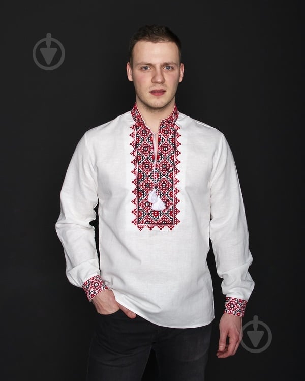 Рубашка Galychanka Святослав Msh66-ls р. XXL белый с красным - фото 1