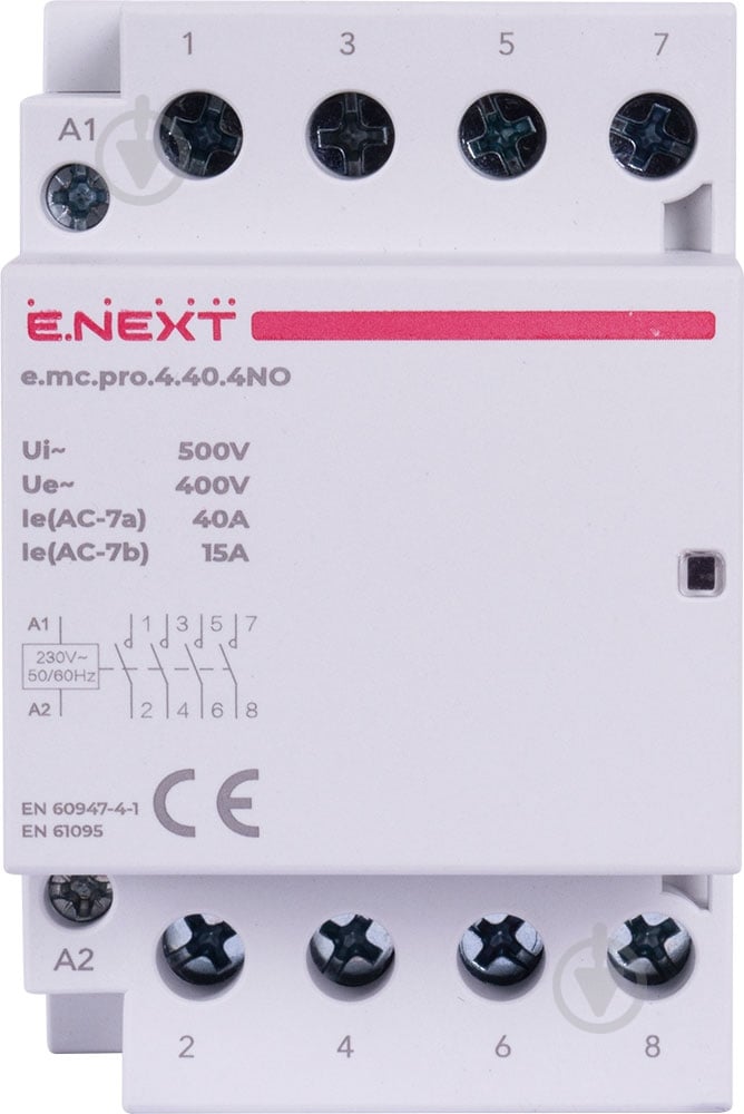 Контактор E.NEXT e.mc.pro.4.40.4NO, 4р, 40А, 4NO, 220В p005207 - фото 2