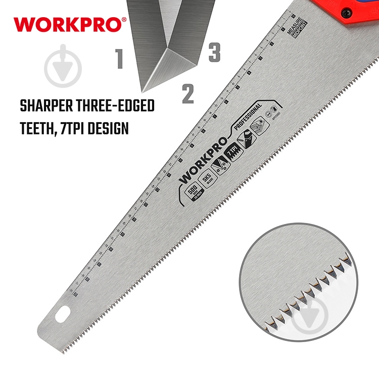 Пила по дереву 500 мм WORKPRO WP215007 - фото 4