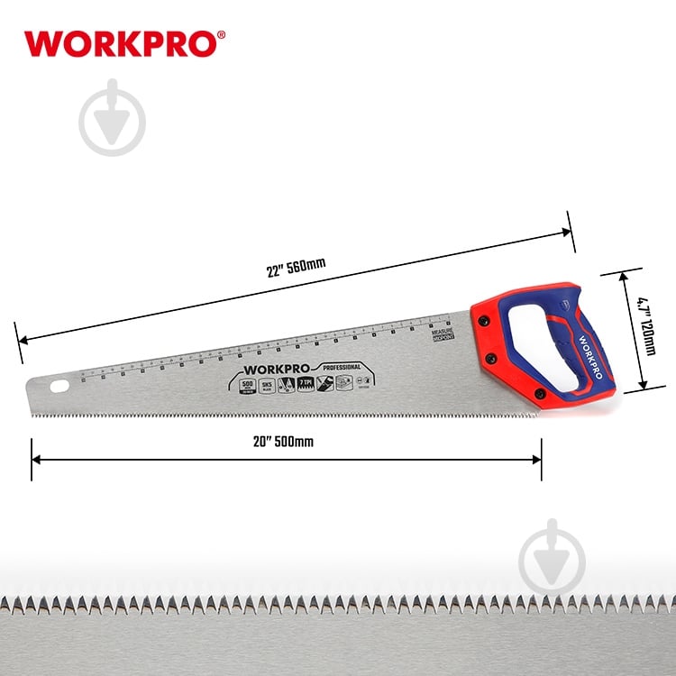 Пила по дереву 500 мм WORKPRO WP215007 - фото 6