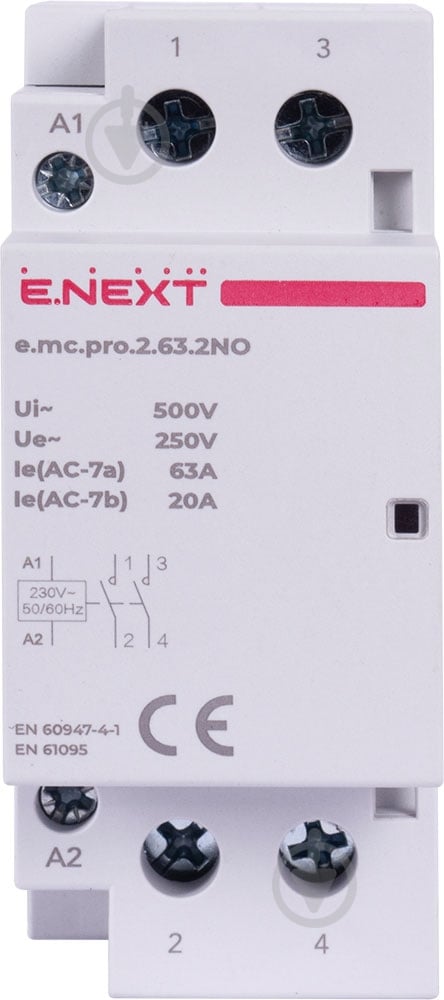 Контактор E.NEXT e.mc.pro.2.63.2NO, 2р, 63А, 2NO, 220В p005218 - фото 2
