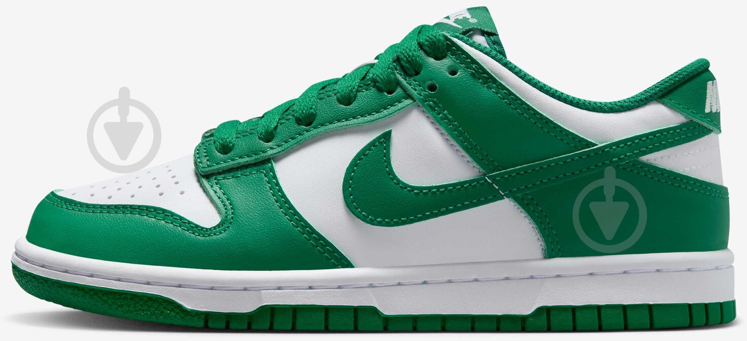 Кроссовки детские демисезонные Nike DUNK LOW BG FB9109-114 р.35,5 белые с зеленым - фото 1 Кроссовки детские демисезонные Nike DUNK LOW BG FB9109-114 р.35,5 белые с зеленым - фото 1