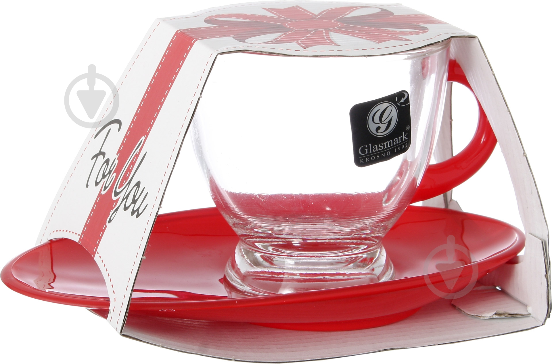 Чашка Glasmark 230 мл з червоним блюдцем - фото 5 Чашка Glasmark 230 мл з червоним блюдцем - фото 5