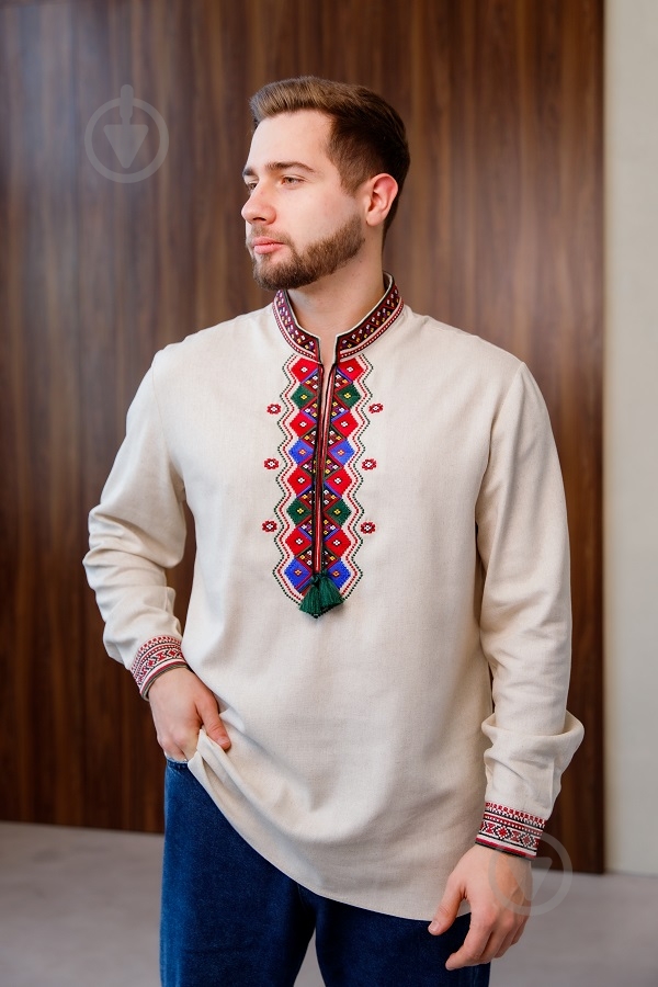 Рубашка Galychanka Суверенитет Msh66-ls р. L бежевый - фото 1