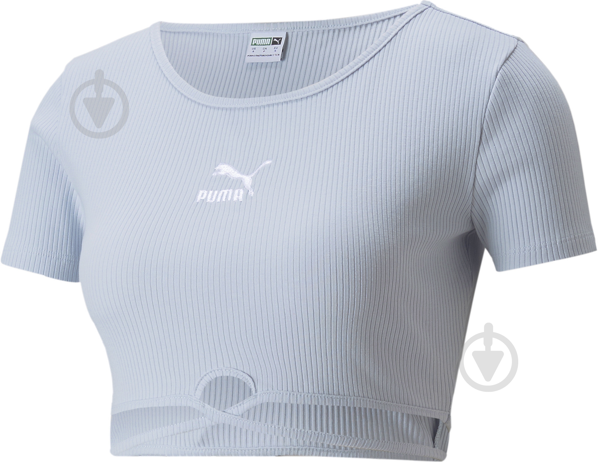 Футболка Puma Classics Ribbed Tee 53345021 р.S голубой - фото 4