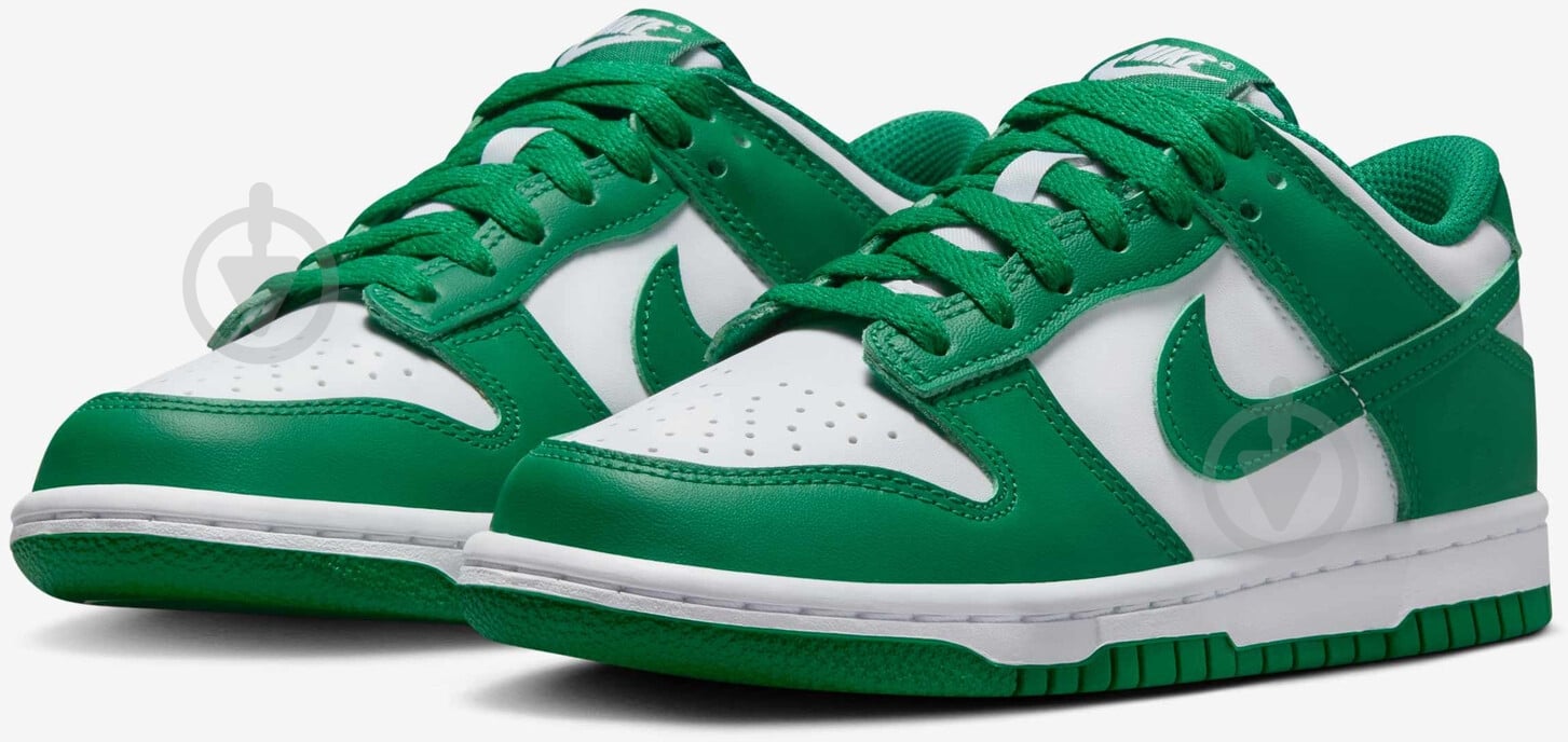 Кросівки дитячі демісезонні Nike DUNK LOW BG FB9109-114 р.37,5 білі із зеленим - фото 3 Кросівки дитячі демісезонні Nike DUNK LOW BG FB9109-114 р.37,5 білі із зеленим - фото 3