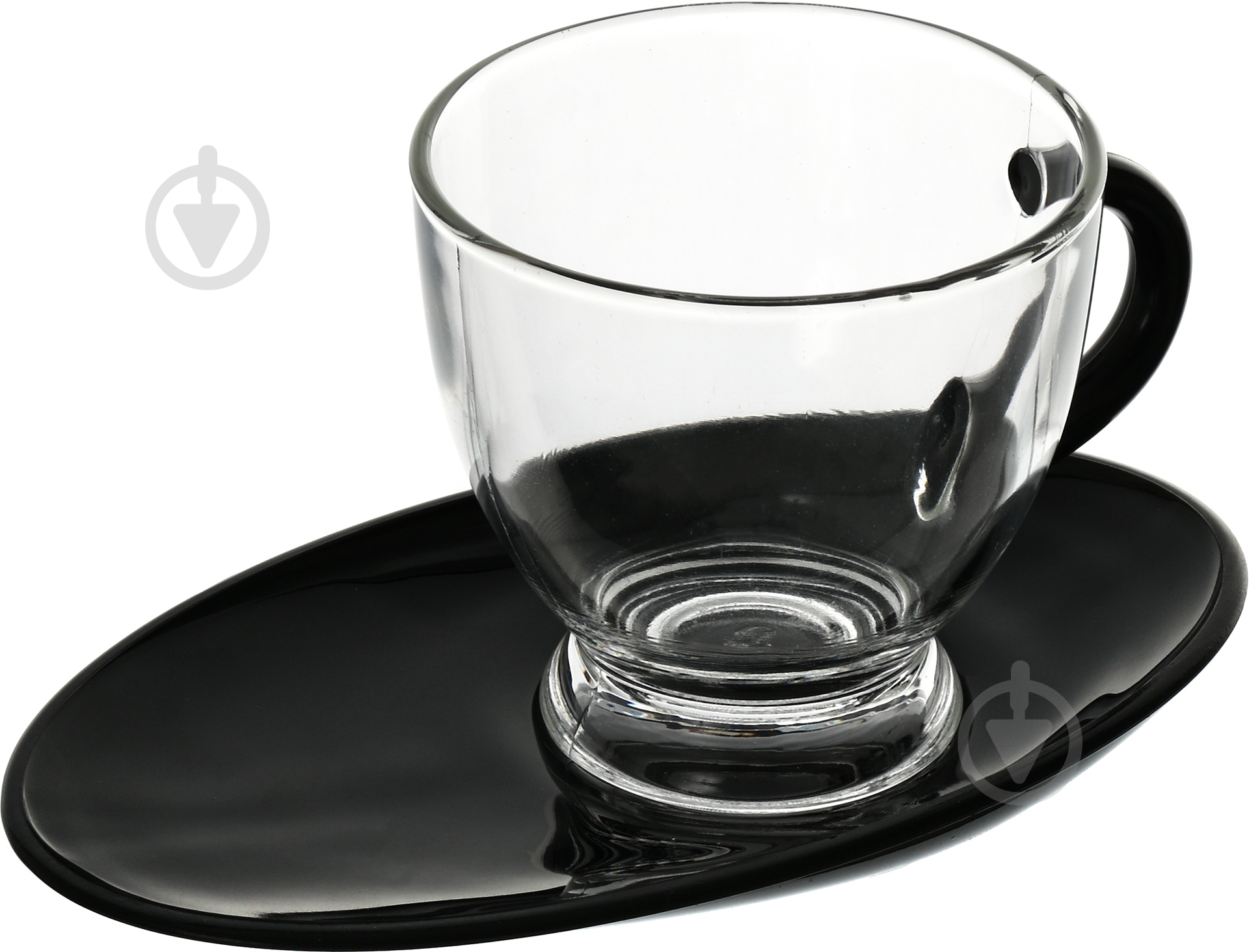 Чашка Glasmark 230 мл с черным блюдцем - фото 1