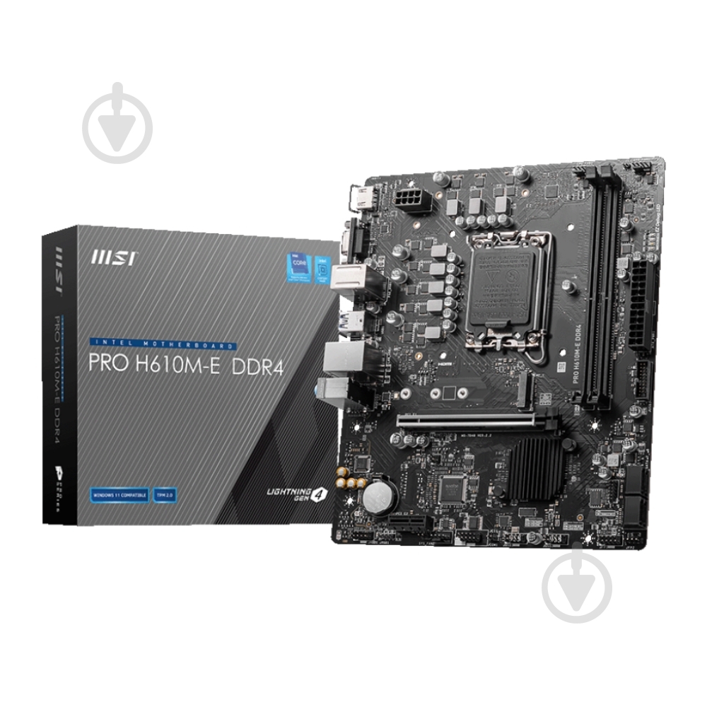 Материнська плата MSI PRO H610M-E DDR4 (Socket 1700, Intel H610, micro ATX) - фото 2 Материнська плата MSI PRO H610M-E DDR4 (Socket 1700, Intel H610, micro ATX) - фото 2
