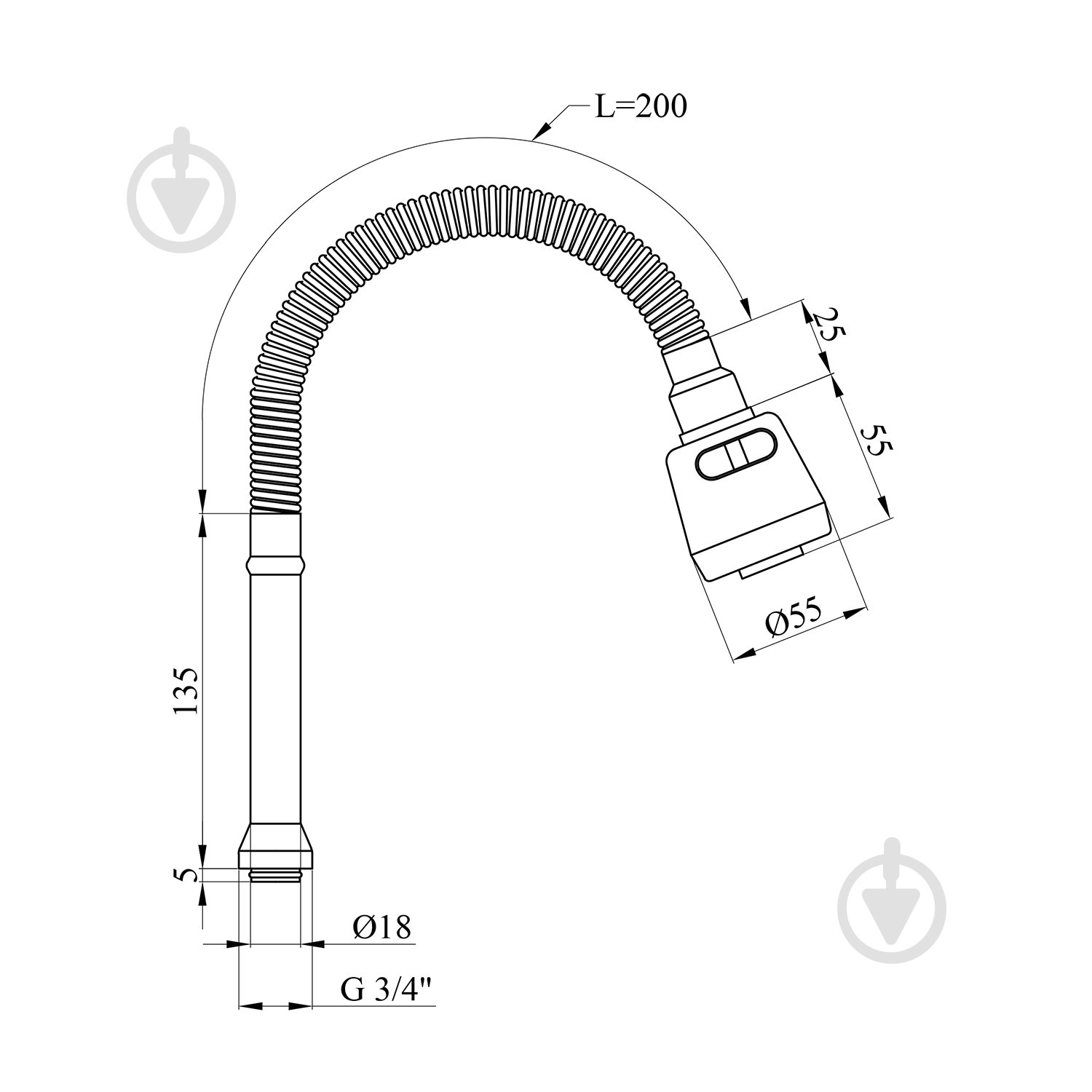 Вилив для змішувача Kroner гнучкий KRM - C801 два режими - фото 2 Вилив для змішувача Kroner гнучкий KRM - C801 два режими - фото 2