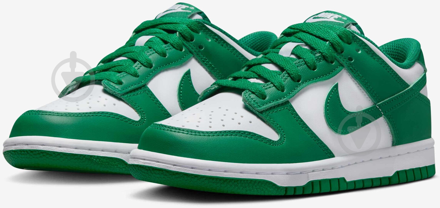 Кросівки дитячі демісезонні Nike DUNK LOW BG FB9109-114 р.40 білі із зеленим - фото 3 Кросівки дитячі демісезонні Nike DUNK LOW BG FB9109-114 р.40 білі із зеленим - фото 3