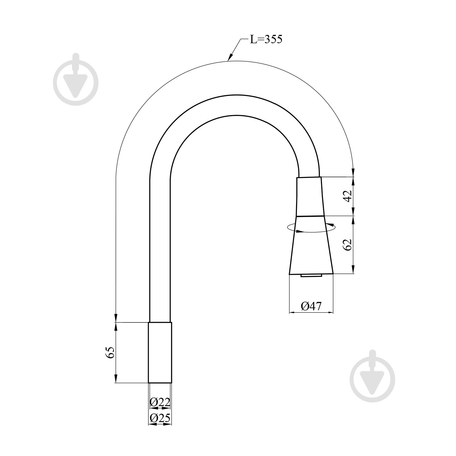 Излив для смесителя Kroner гибкий KRP - C803GRA - фото 2