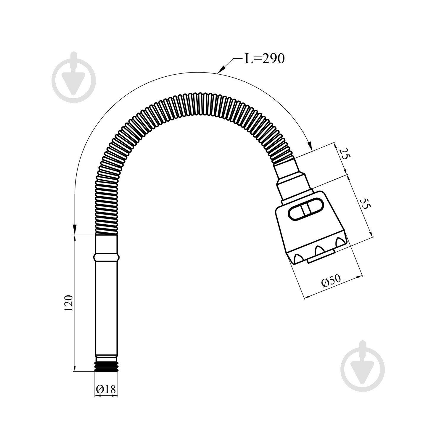 Излив для смесителя Kroner гибкий KRP - ESG801 - фото 2 Излив для смесителя Kroner гибкий KRP - ESG801 - фото 2