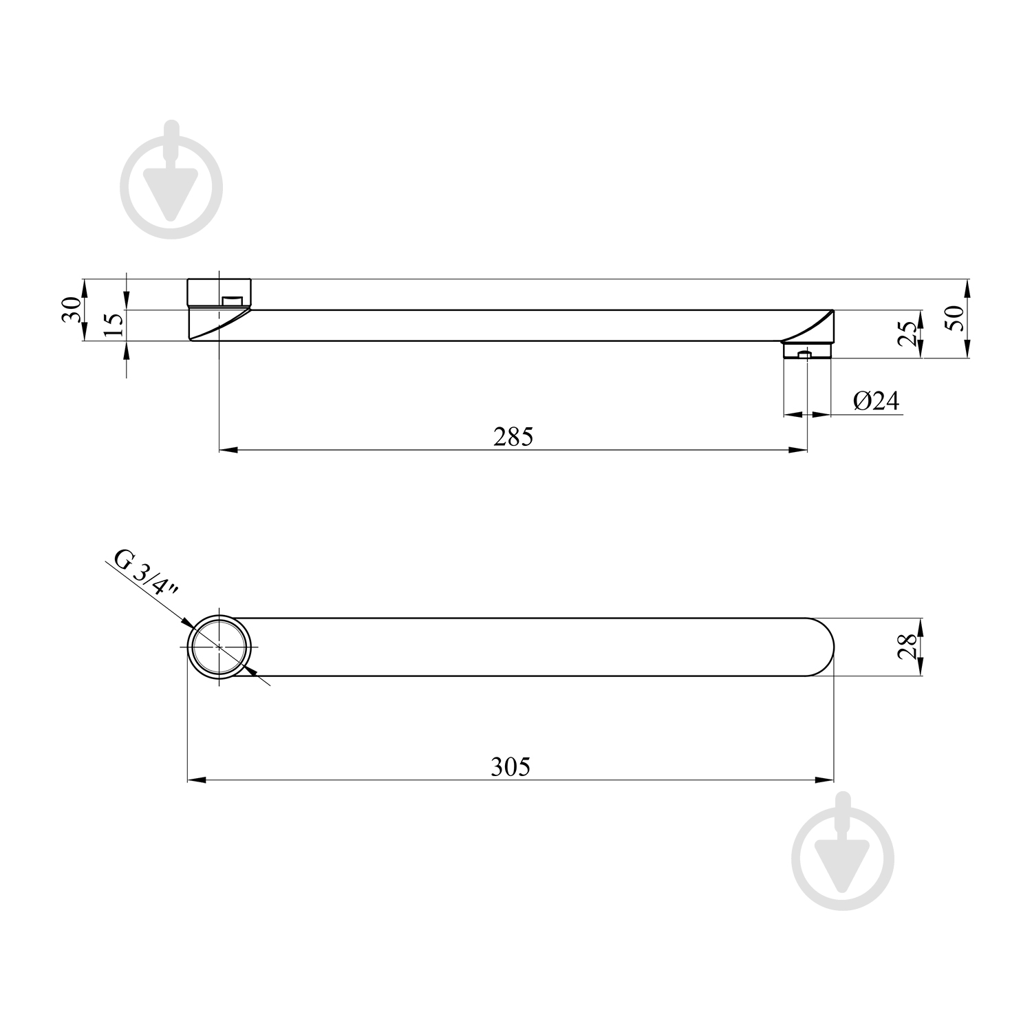 Излив для смесителя Kroner плоский KRM - C830 30 см - фото 2 Излив для смесителя Kroner плоский KRM - C830 30 см - фото 2