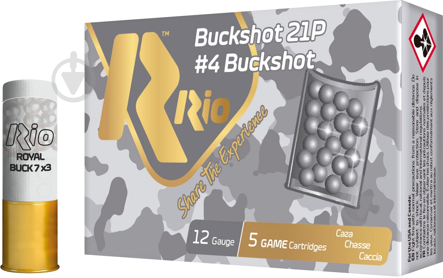 Патрони RIO Royal Buck 21 P (7X3) New 12/70 (6 20 мм) 28 г 5 шт. - фото 1