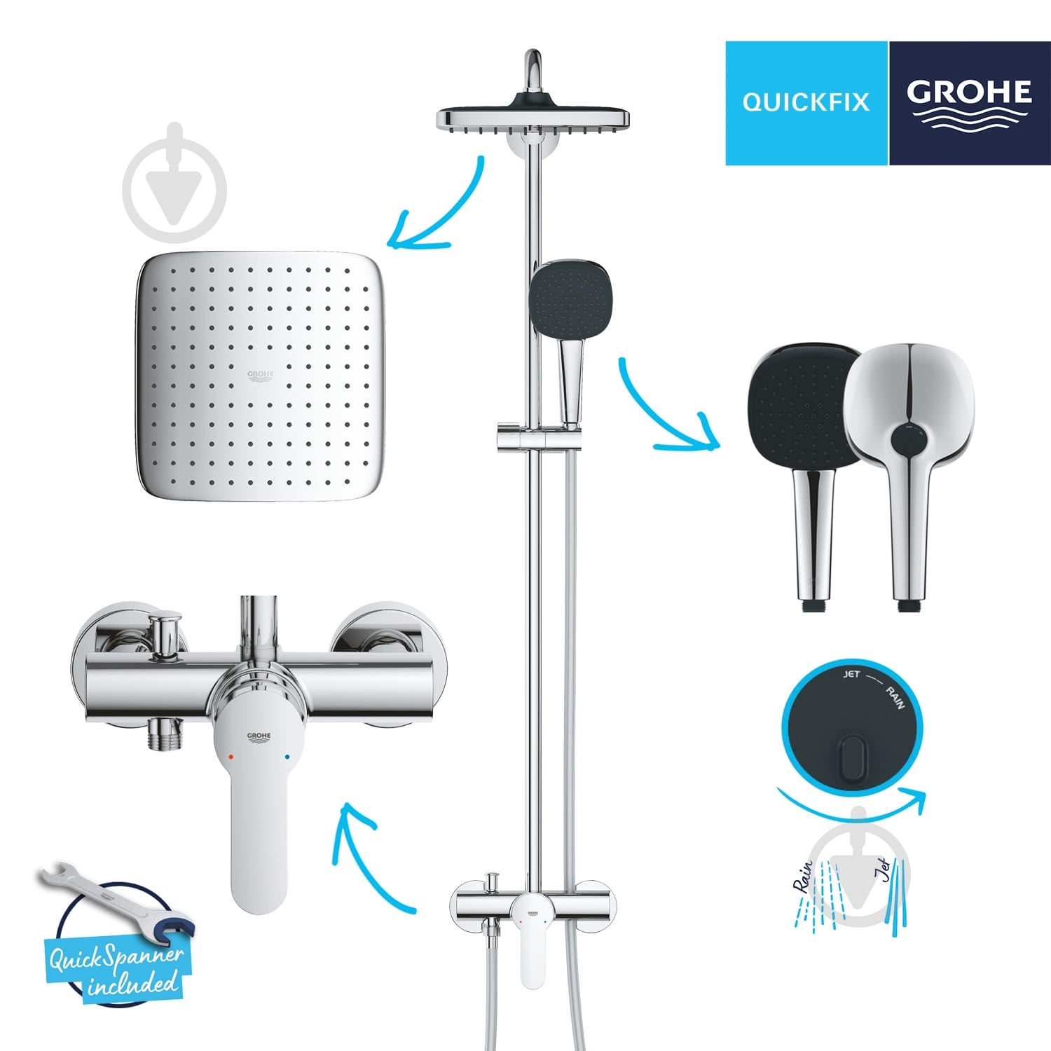 Душова система Grohe QuickFix Vitalio Comfort System 250 26985001 - фото 10