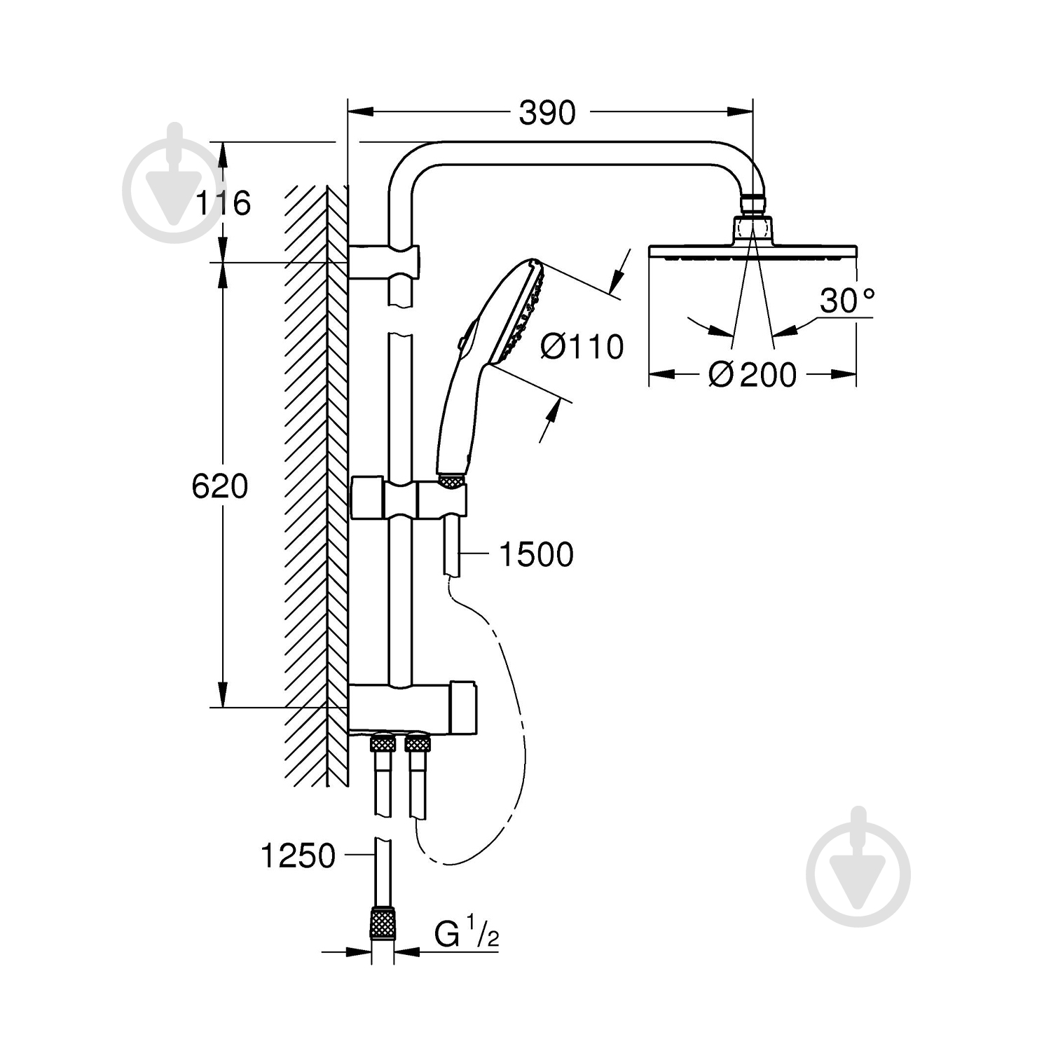 Душевая система Grohe QuickFix Vitalio Start 200 26991001 - фото 7 Душевая система Grohe QuickFix Vitalio Start 200 26991001 - фото 7