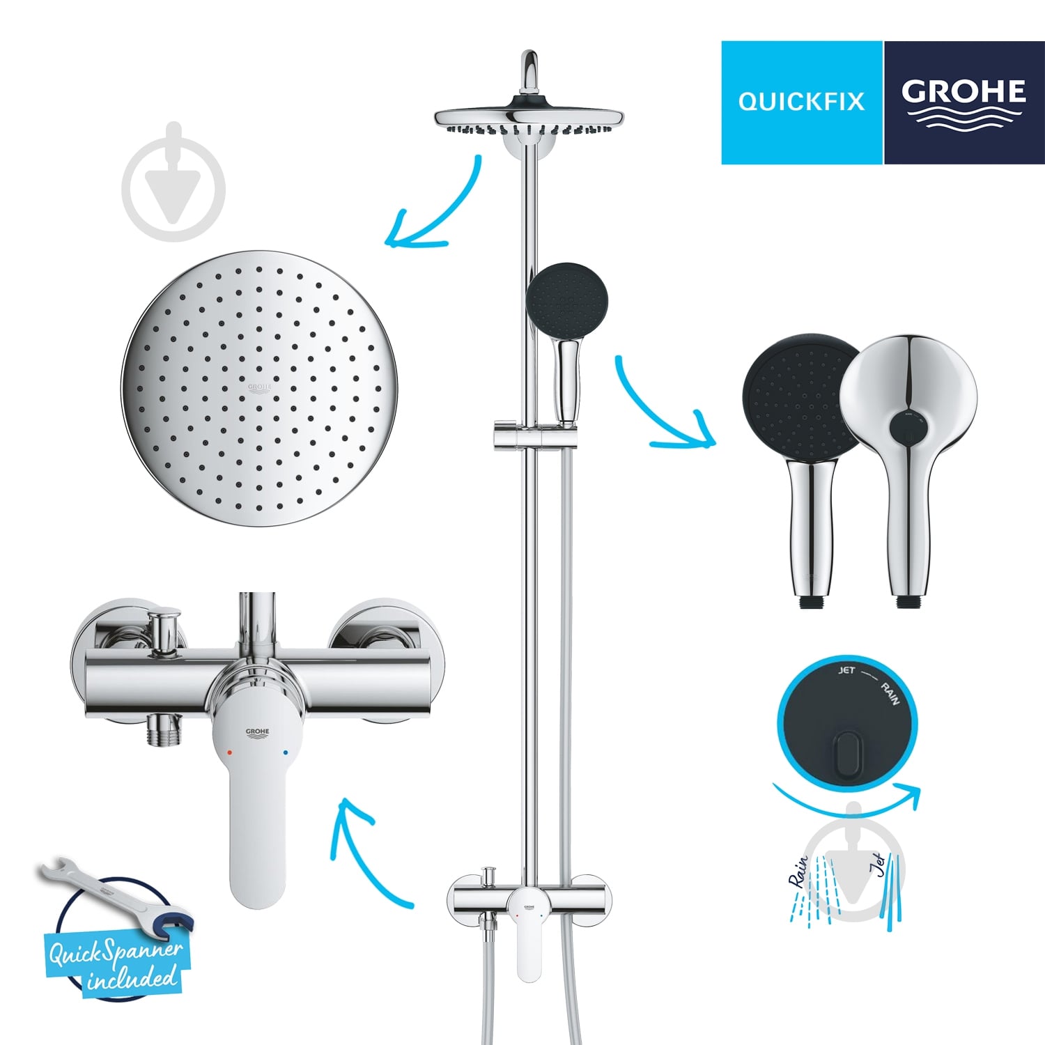 Душевая система Grohe QuickFix Vitalio Start System 250 26679001 - фото 12 Душевая система Grohe QuickFix Vitalio Start System 250 26679001 - фото 12