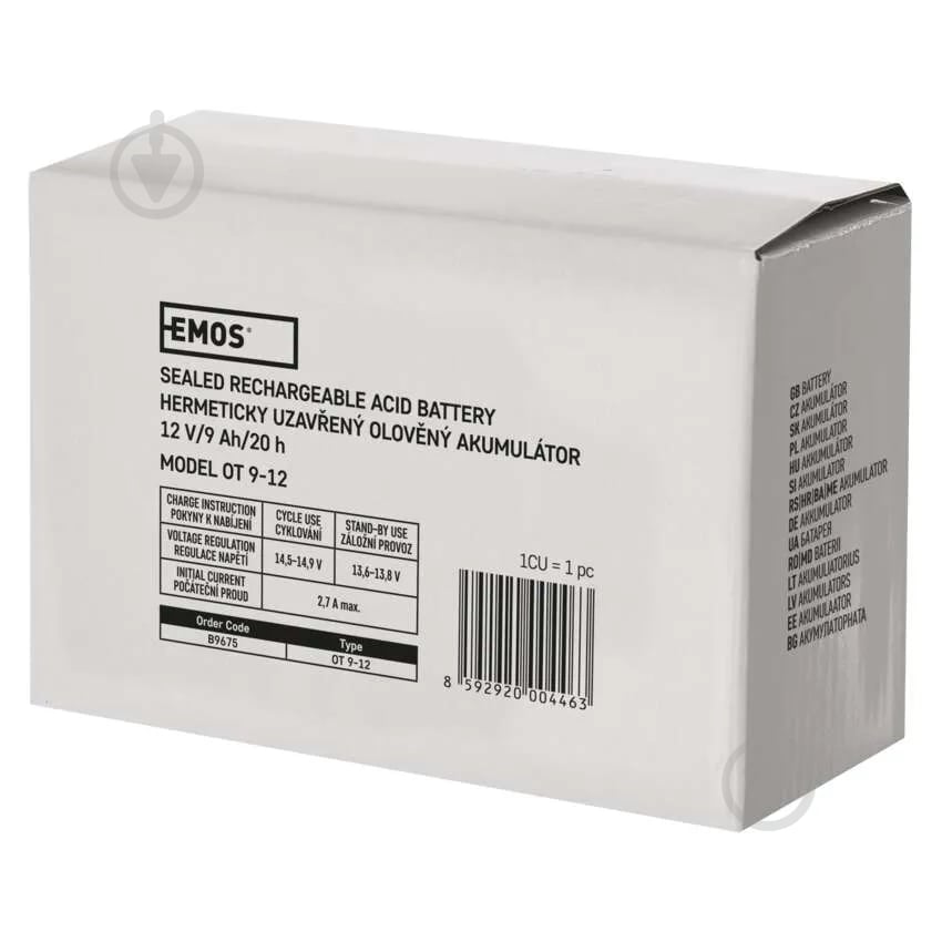 Батарея аккумуляторная для ИБП Emos B9675 AGM 12V 9Ah fast 6,3 мм - фото 6