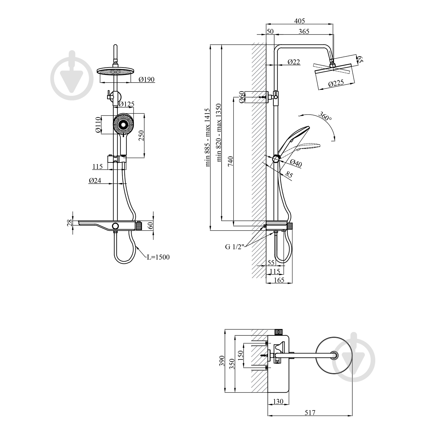 Душевая система Kroner KRP Armada - SCH065 - фото 9