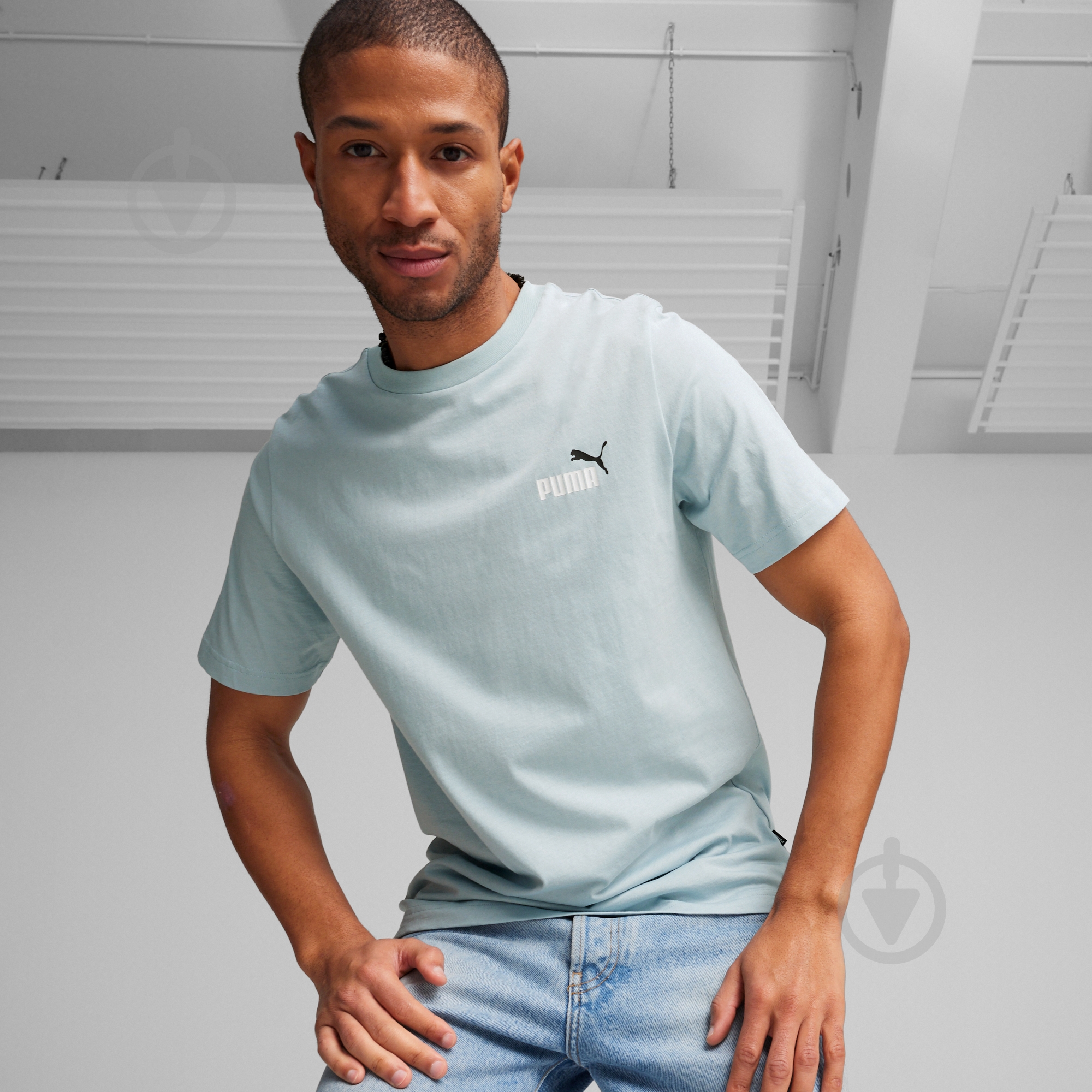 Футболка Puma ESS+ 2 COL SMALL LOGO TEE 67447022 р.L бирюзовый - фото 4