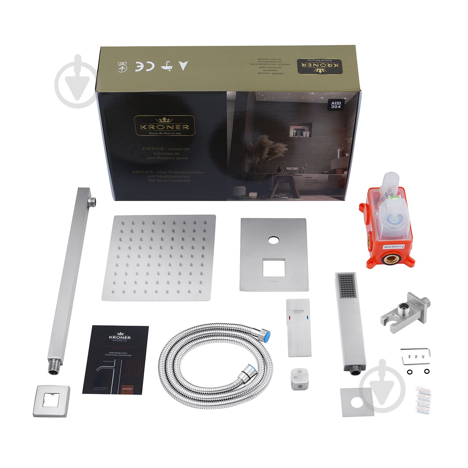 Душова система прихованого монтажу Kroner KRP Edelstahl Kubus - ESG082 - фото 4 Душова система прихованого монтажу Kroner KRP Edelstahl Kubus - ESG082 - фото 4