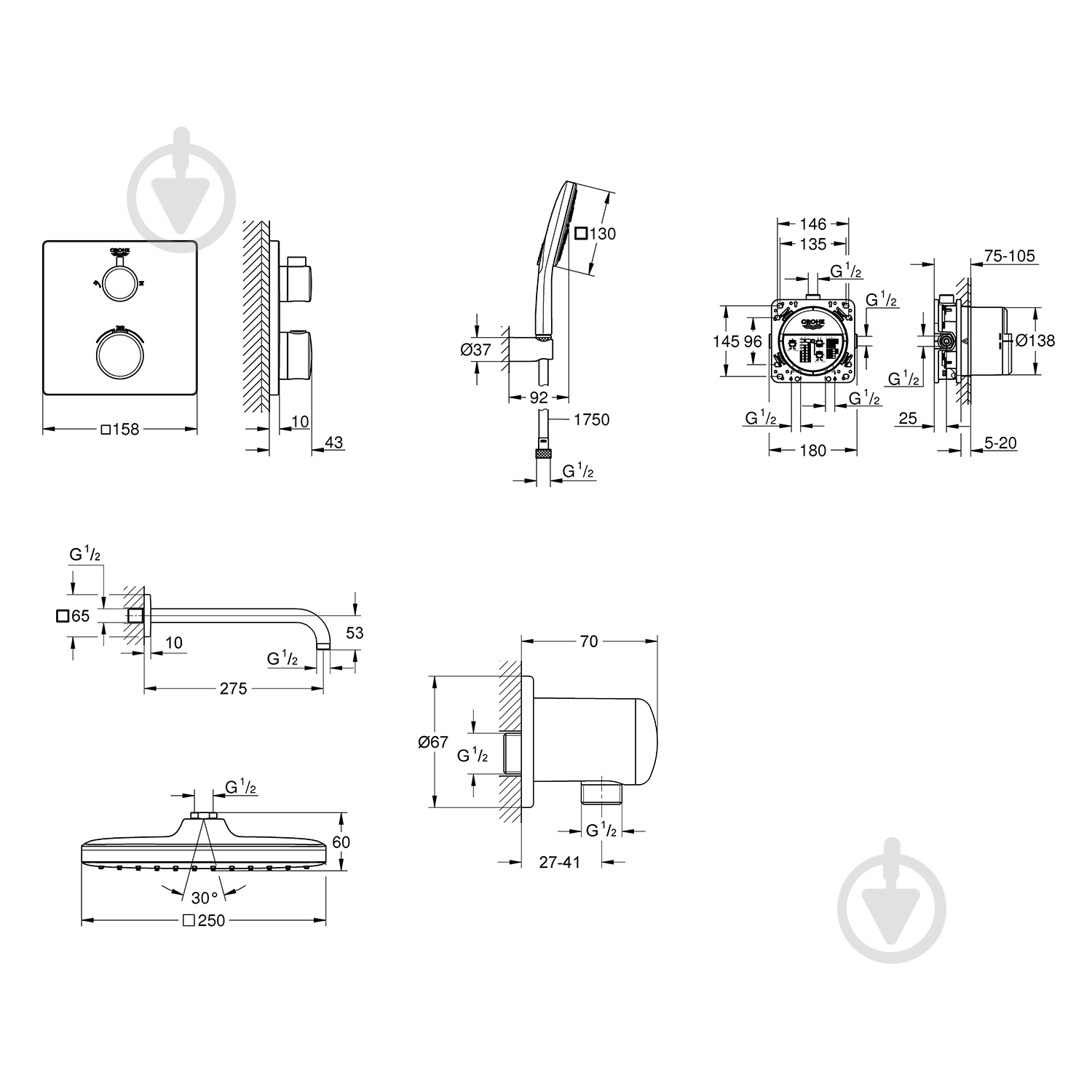 Душова система прихованого монтажу Grohe QuickFix Grohtherm UA26415SC7 - фото 2 Душова система прихованого монтажу Grohe QuickFix Grohtherm UA26415SC7 - фото 2