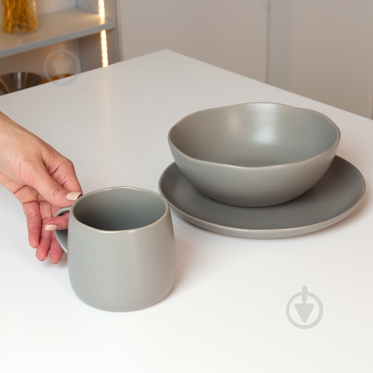 Чашка MVM Совершенство 375 мл серая - фото 2