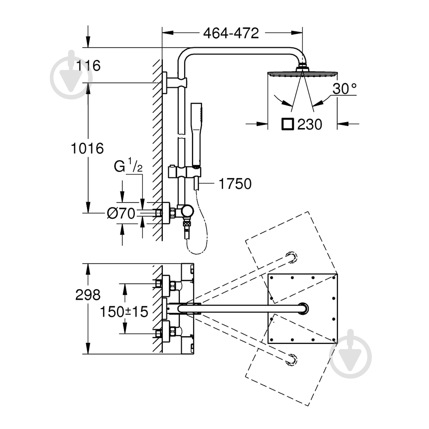 Душевая система Grohe QuickFix Vitalio Joy System 230 26365000 - фото 2 Душевая система Grohe QuickFix Vitalio Joy System 230 26365000 - фото 2