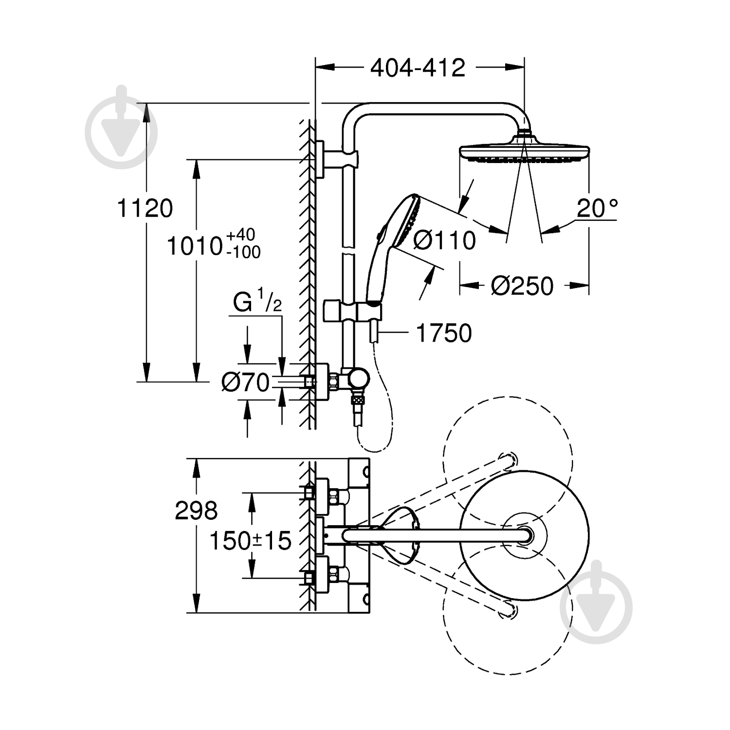 Душевая система Grohe QuickFix Vitalio Start System 250 26678001 - фото 2 Душевая система Grohe QuickFix Vitalio Start System 250 26678001 - фото 2