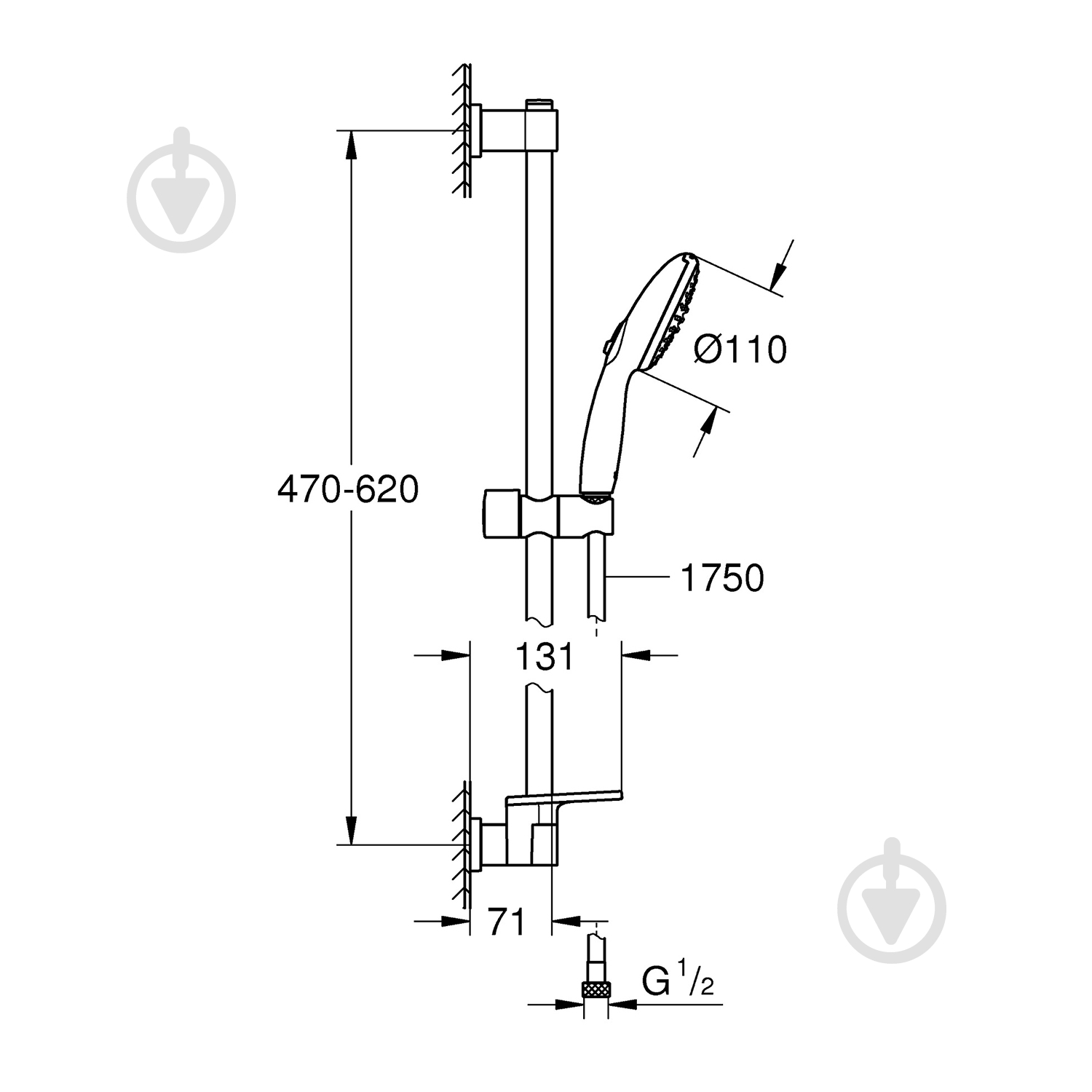 Душевой гарнитур Grohe QuickFix Vitalio Start 110 26952001 - фото 5