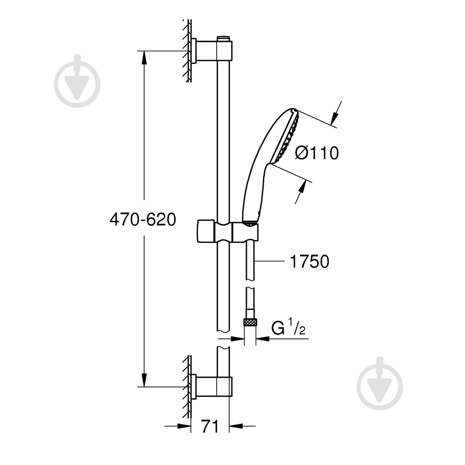Душовий гарнітур Grohe QuickFix Vitalio Start 110 27942001 - фото 2