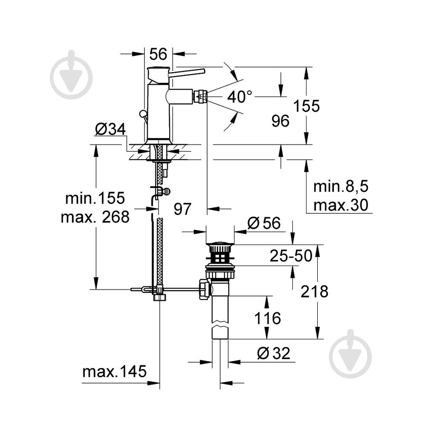 Смеситель для биде Grohe BauClassic 32864000 - фото 2