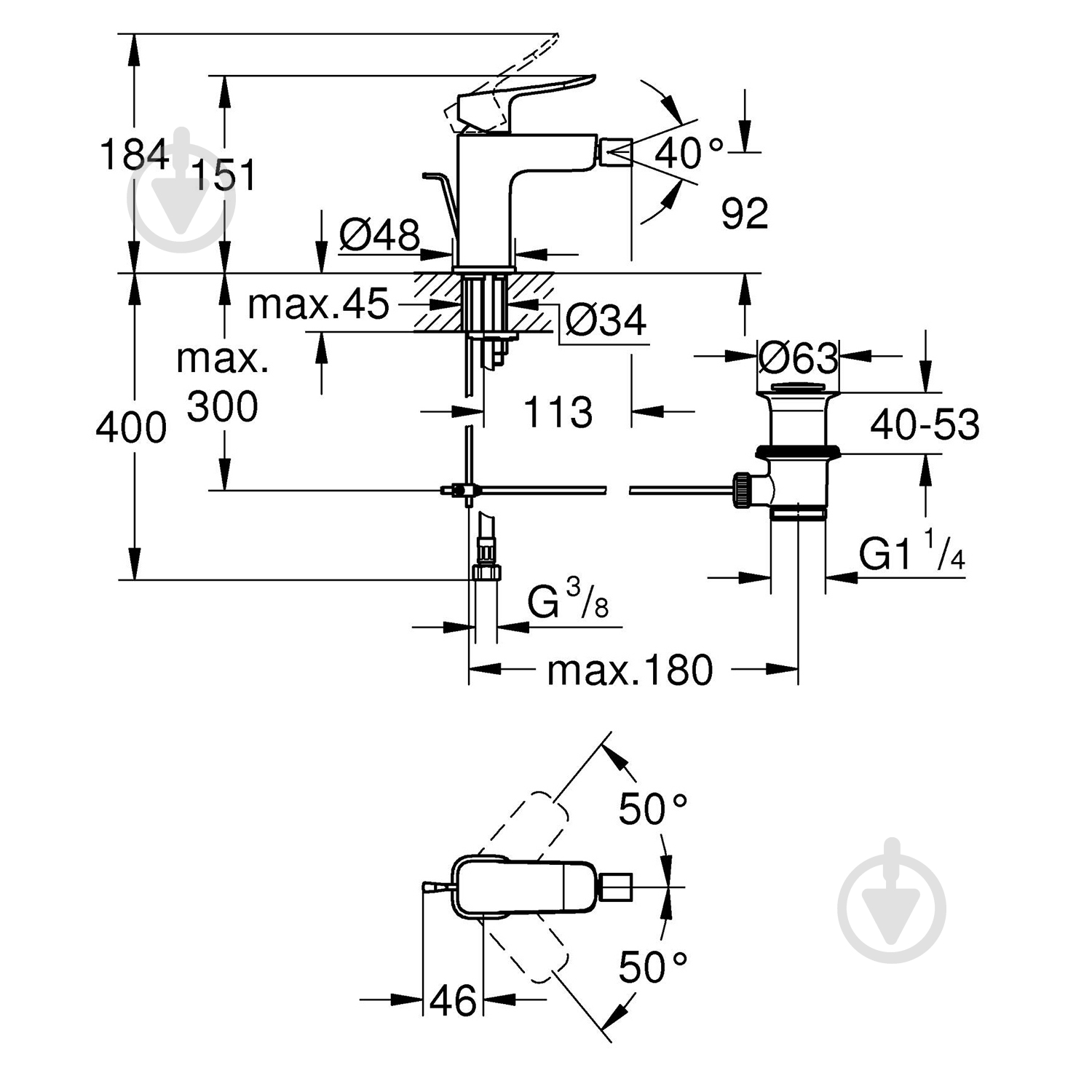 Смеситель для биде Grohe QuickFix Dice 1018772430 - фото 5 Смеситель для биде Grohe QuickFix Dice 1018772430 - фото 5