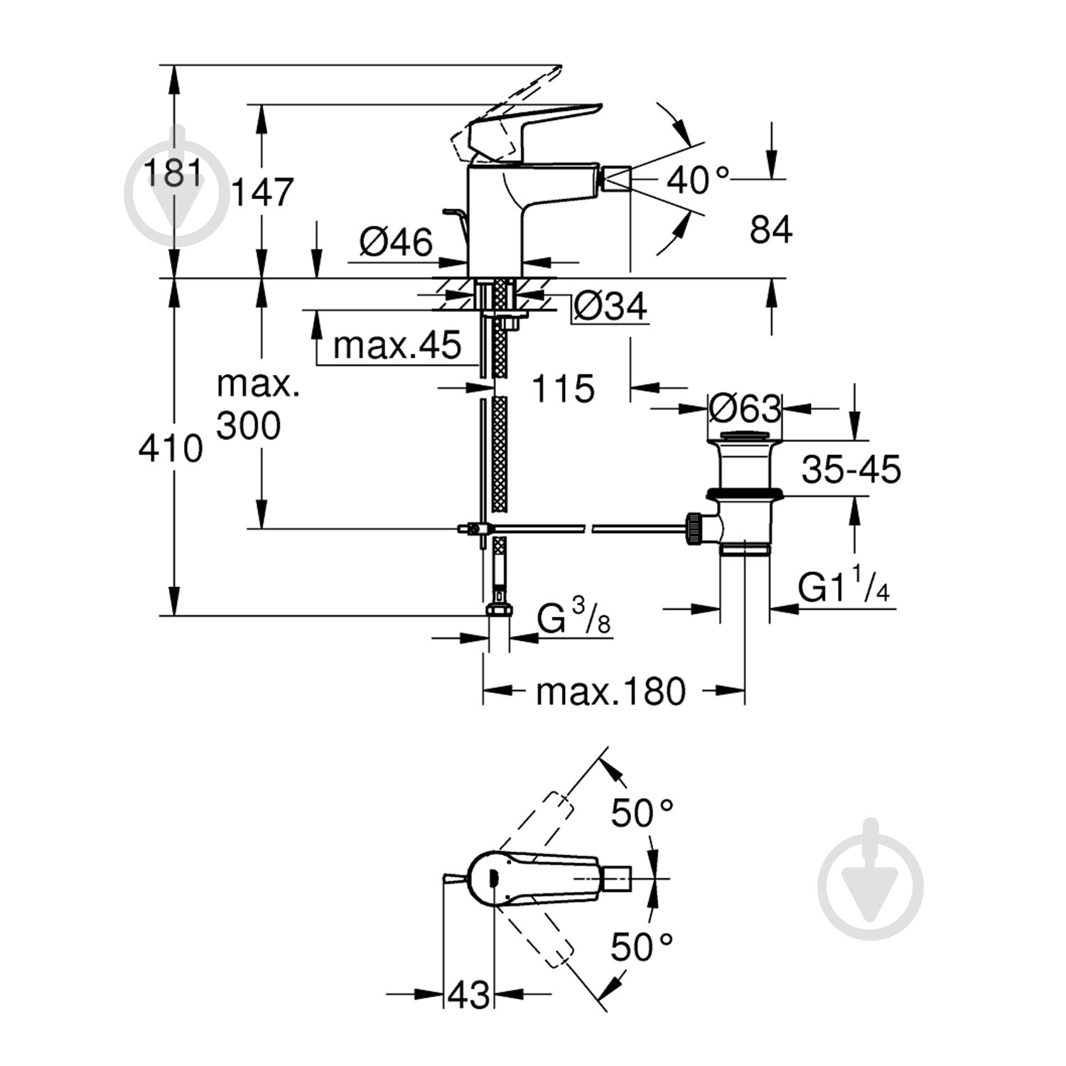 Смеситель для биде Grohe QuickFix Start 325602432 - фото 2