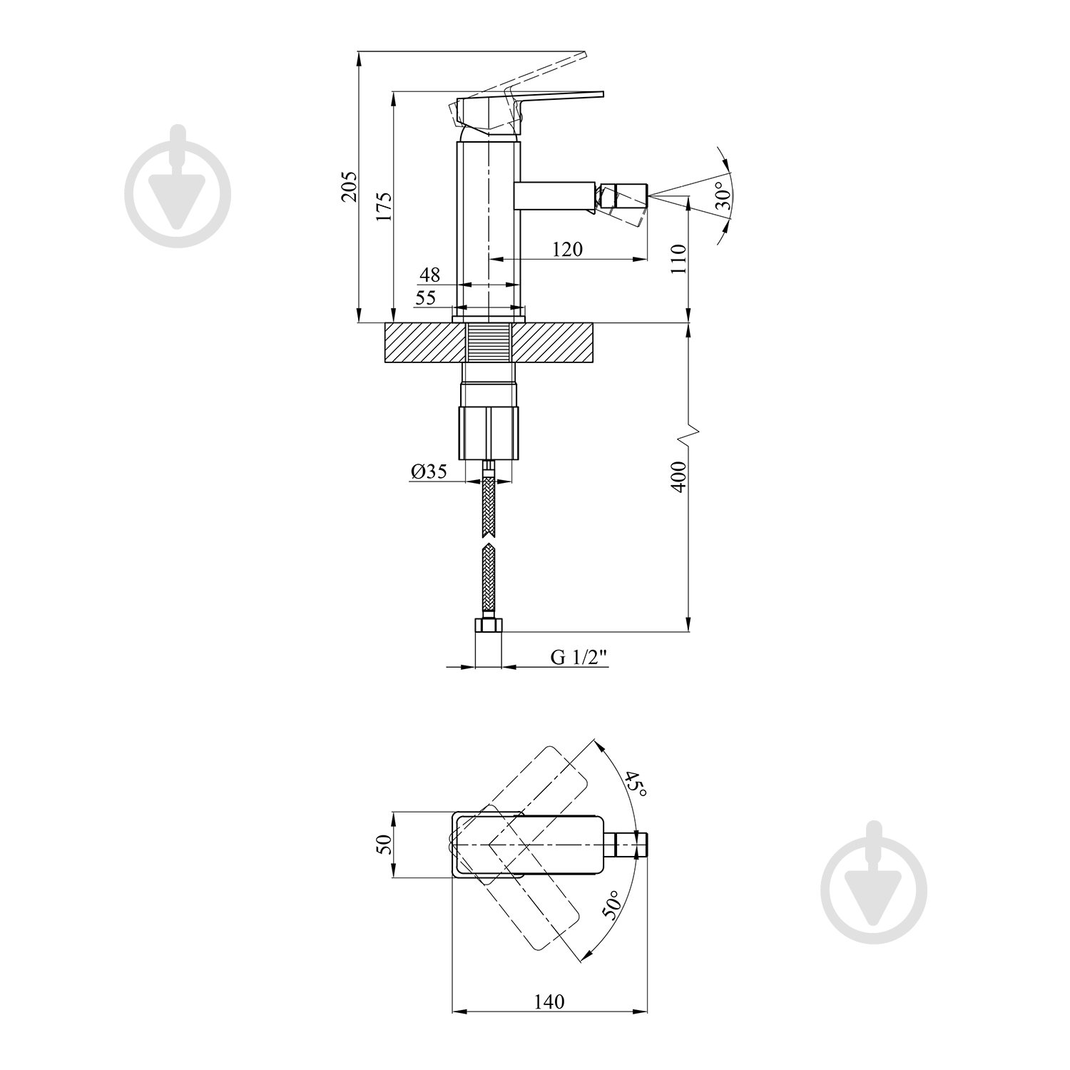 Змішувач для біде Kroner KRM Ems - C020 - фото 2 Змішувач для біде Kroner KRM Ems - C020 - фото 2