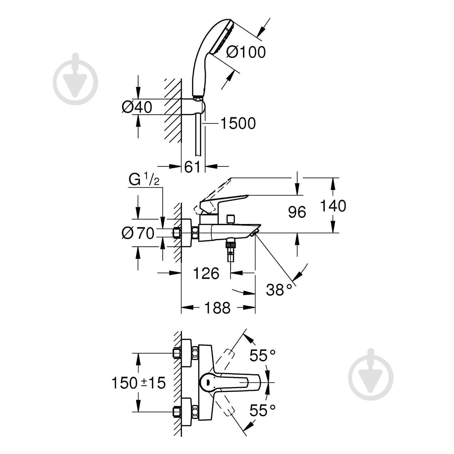 Смеситель для ванны Grohe QuickFix Start 23413002 - фото 2