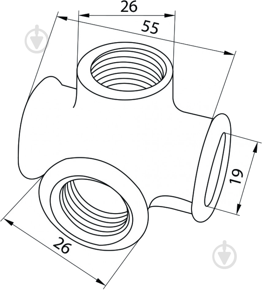 Кріплення труби DC (4 труби) d-19 мм чорний ретро - фото 5
