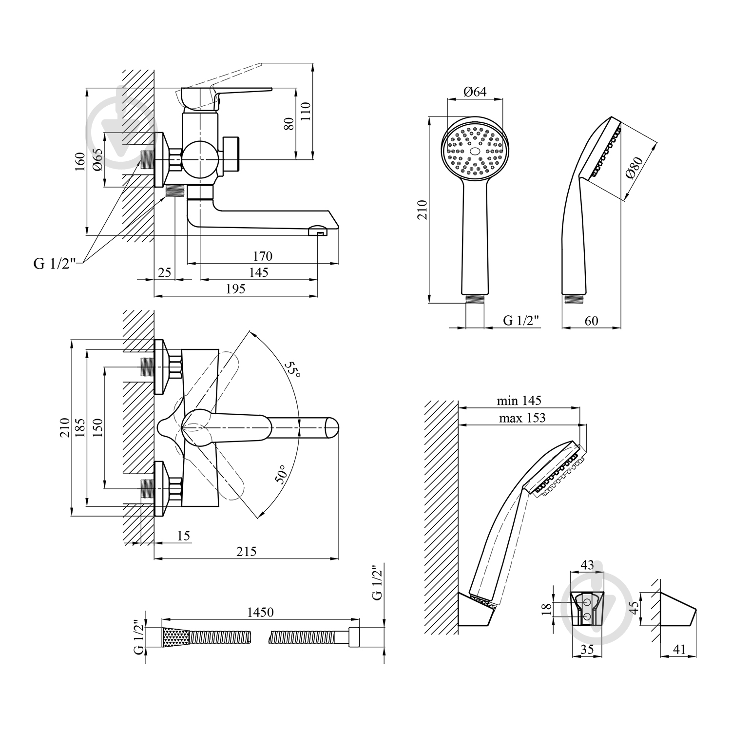 Смеситель для ванны Kroner KRM Elbe - C060 - фото 2