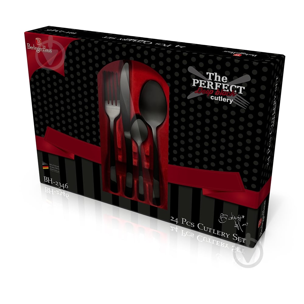Набор столовых приборов Berlinger Haus Cutlery 24 предмета на 6 персон черный BH 2346A - фото 2 Набор столовых приборов Berlinger Haus Cutlery 24 предмета на 6 персон черный BH 2346A - фото 2