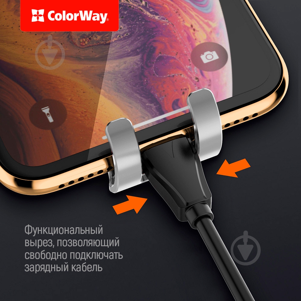 Автодержатель для телефона Metallic Gravity Holder ColorWay CW-CHG01-BK черный - фото 11