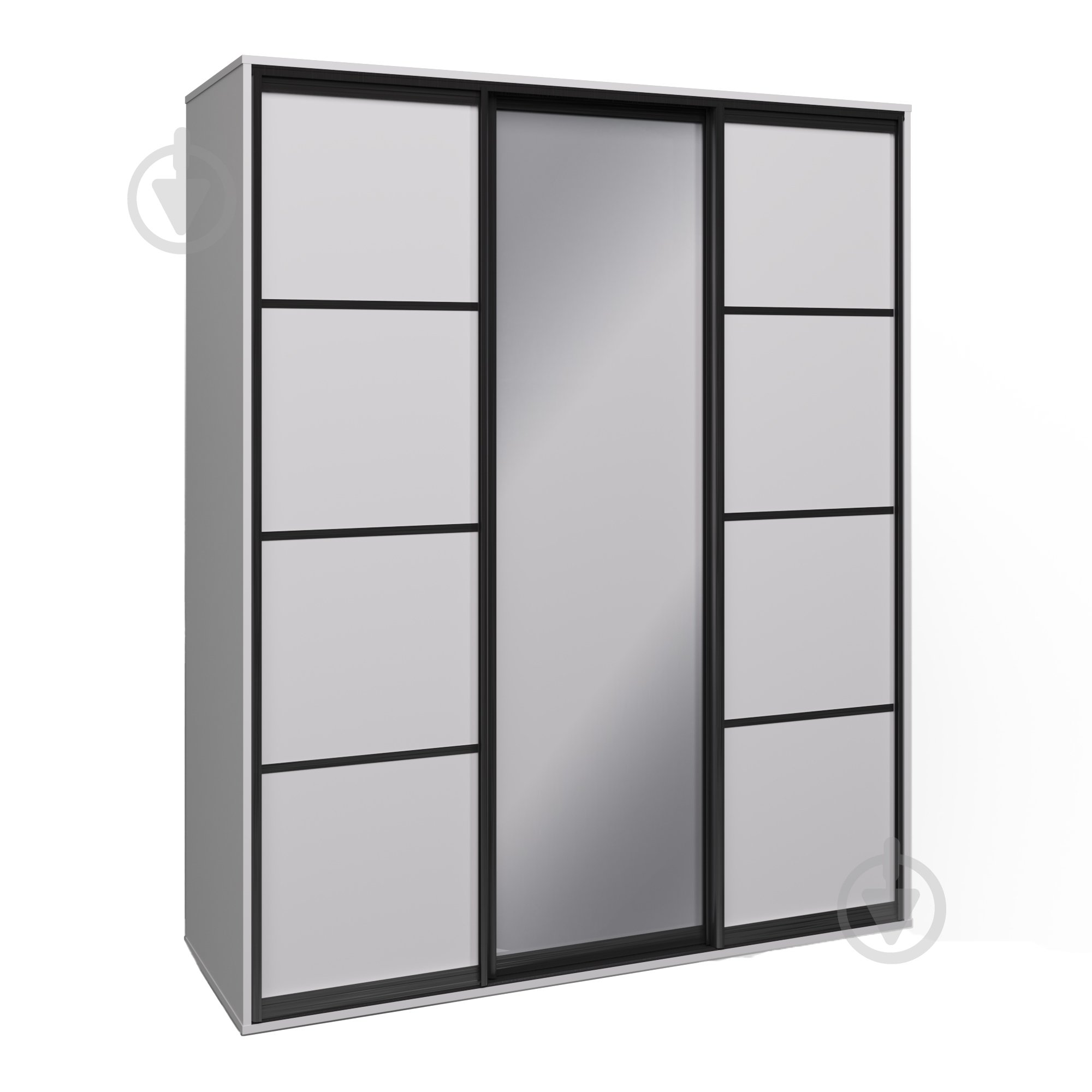 Шкаф-купе Стела 1дз+2ДСП+перегородки Вісент ДСП 1800x600x2400 мм белый аляска двери / ДСП/зеркало - фото 2