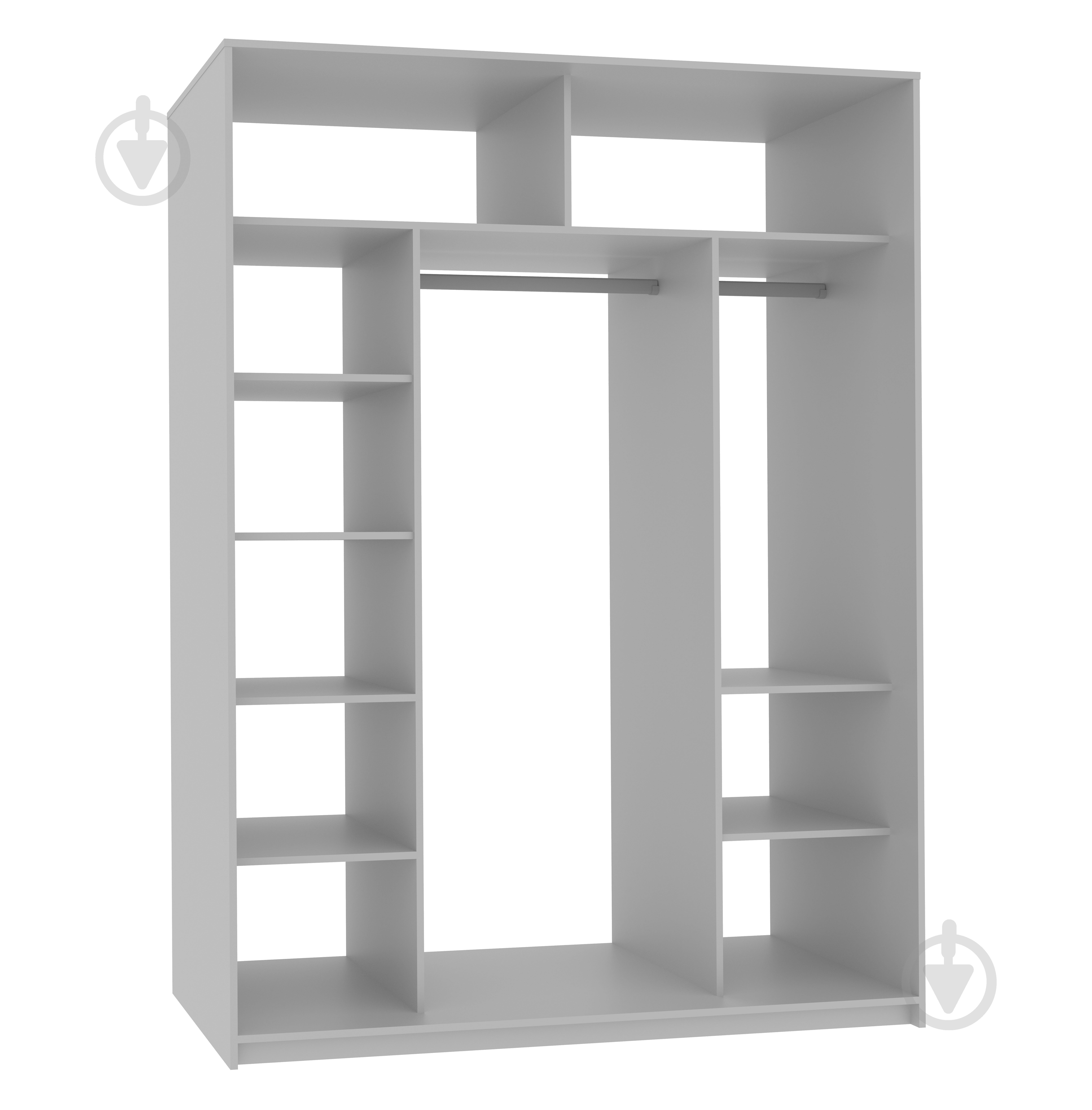 Шкаф-купе Стела 1дз+2ДСП+перегородки Вісент ДСП 1800x600x2400 мм белый аляска двери / ДСП/зеркало - фото 3