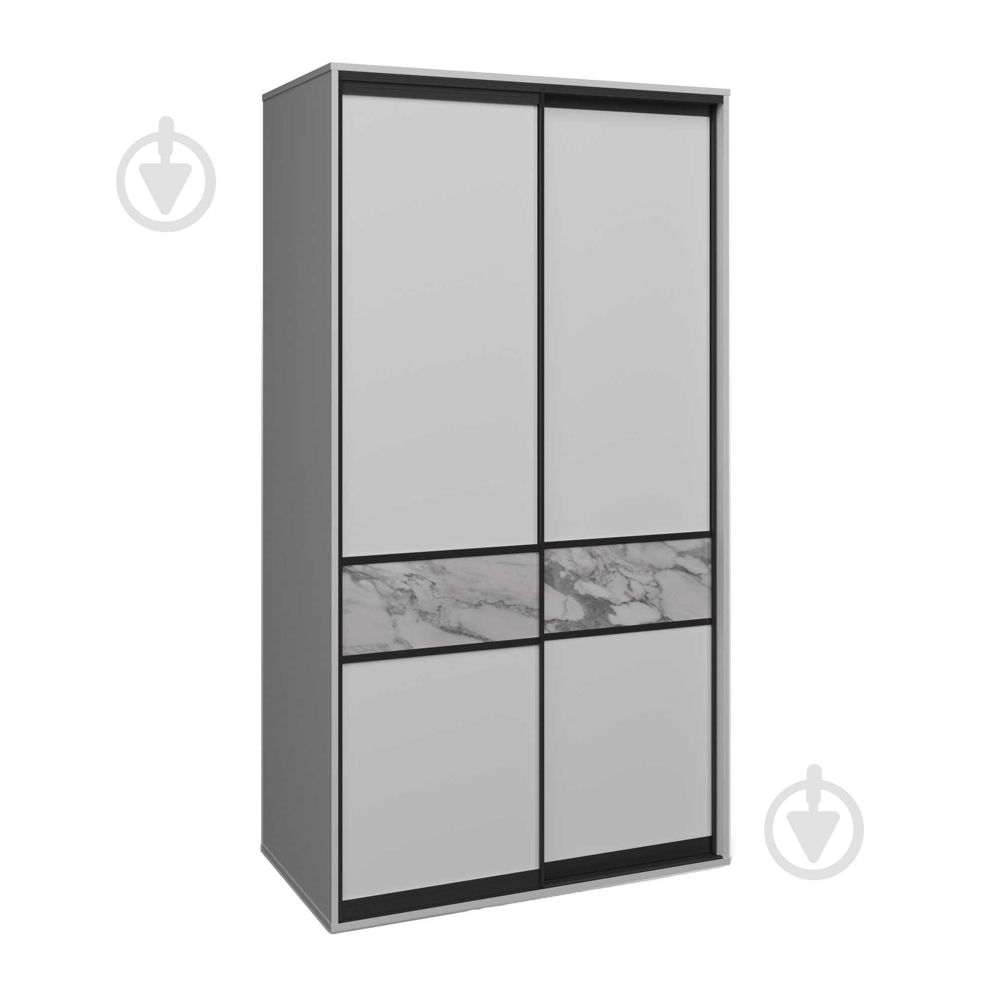 Шафа-купе Тренд 2дв Вісент ДСП 1200x600x2200 мм білий аляска/софт двері ДСП МДФ - фото 2 Шафа-купе Тренд 2дв Вісент ДСП 1200x600x2200 мм білий аляска/софт двері ДСП МДФ - фото 2