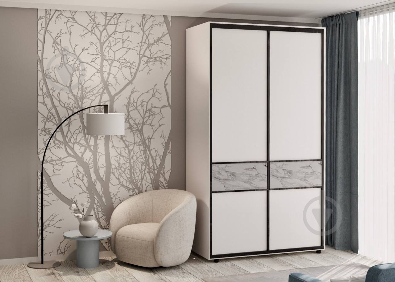 Шафа-купе Тренд 2дв Вісент ДСП 1200x600x2200 мм білий аляска/софт двері ДСП МДФ - фото 1 Шафа-купе Тренд 2дв Вісент ДСП 1200x600x2200 мм білий аляска/софт двері ДСП МДФ - фото 1